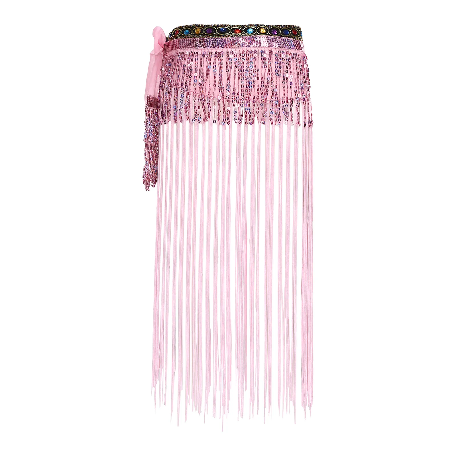 

Женская модная юбка-шарф с пайетками и бахромой для латиноамериканских танцев, с цепочкой на талию, для выступлений на сцене