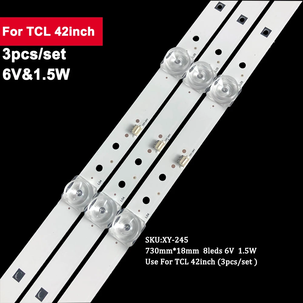 

730mm Square Lens 6V 1.5W Led Backlight Strips For TCL 42inch JS-D-JP42EC-082EC (70310) 3Pcs/Set Led Backlights Strip TV Bar