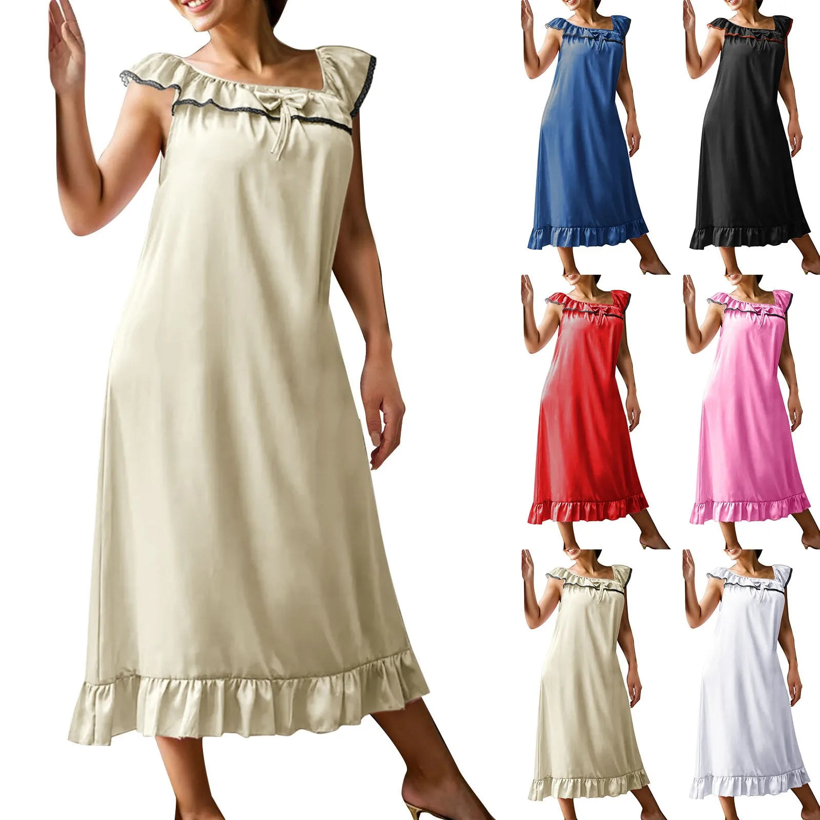 Women\'s Imitation Silk Nightgown With Oversized Ice Silk Nightgown Womens Nightgowns 2x