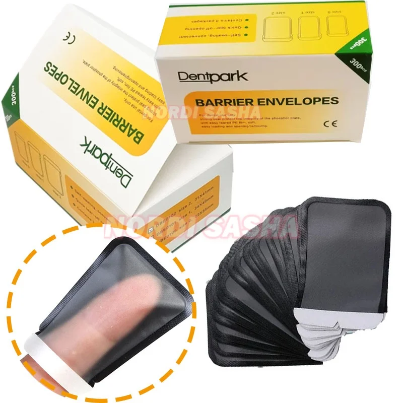 Disposable 300Pcs Dental X Ray Barrier Envelopes Dentistry  X-Ray Scanner Phosphor Plate Protective Pouch Cover Bag Size 0/1/2