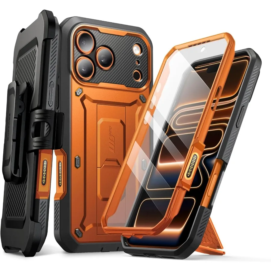 

Чехол для iPhone 17 Pro с кнопкой управления камерой Unicorn Beetle Pro [встроенная защитная пленка для экрана с подставкой]