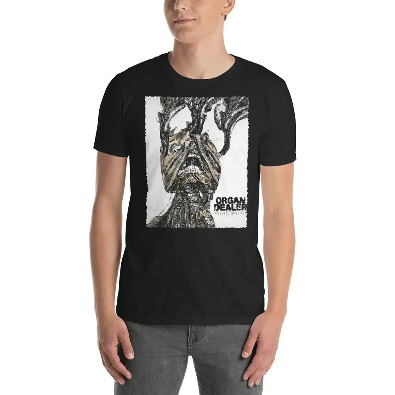 ORGAN DEALER Visceral Infection T Shirt NEW Grindcore Napalm Death Nasum Grind vintage Washed streetwear Slightly Soft fashion