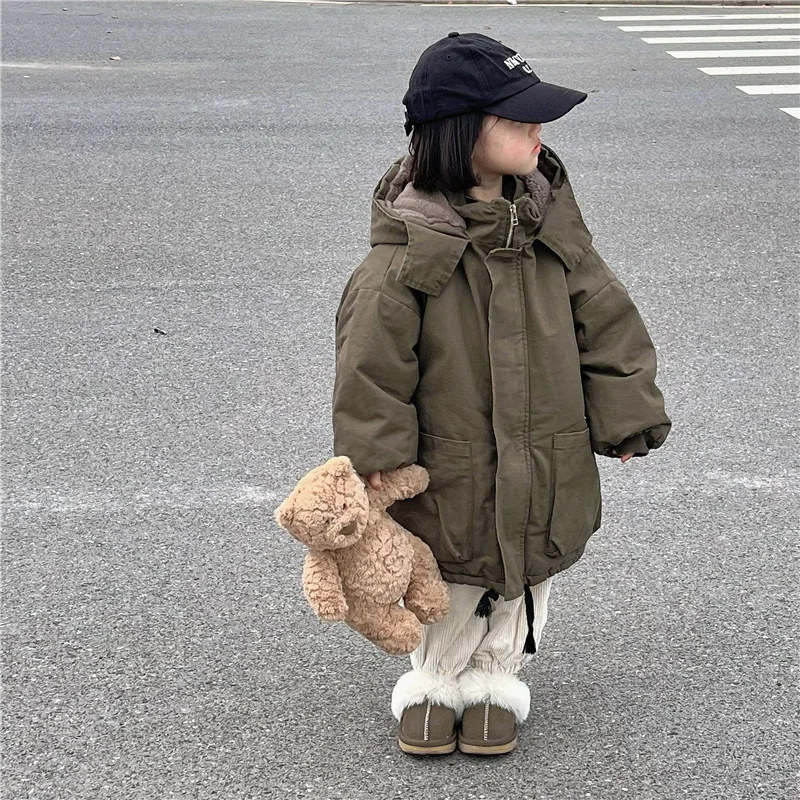 Boys Coat Jacket Cotton Windbreak Outerwear Overcoat 2023 Green Spring Autumn Christmas Gift Warm Children's Clothing