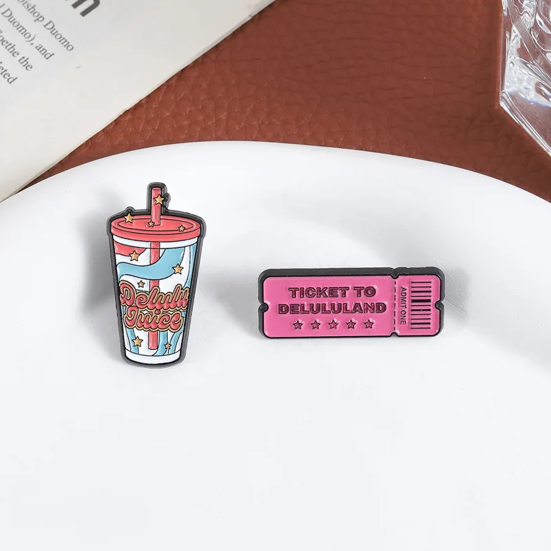 Pin Cartoon Quotes Badges Delusions Juice Amusement Park Tickets Creative Brooches Personalized Accessories Decorative Brooches