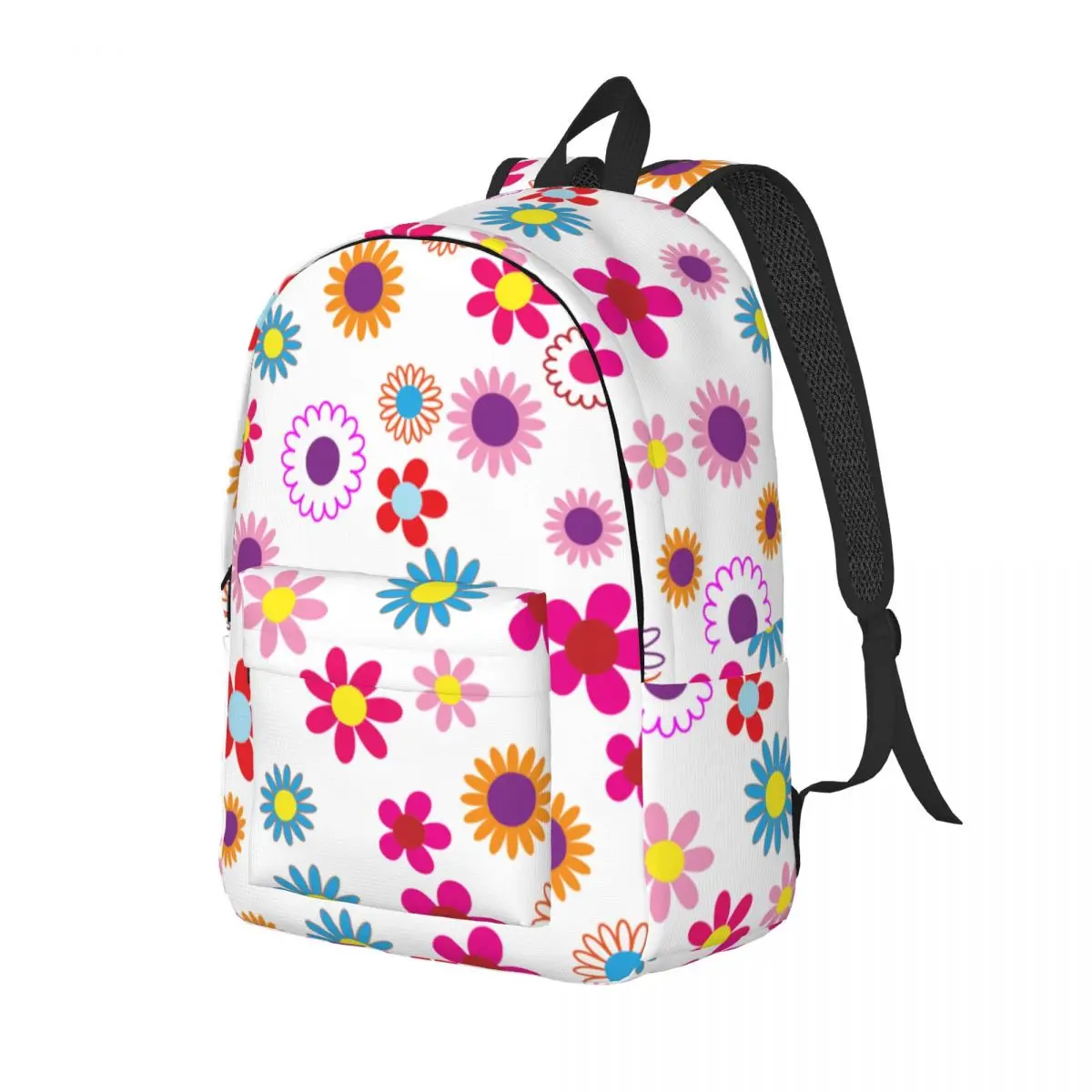 Colorful Flower Backpack Middle High College School Student Beautiful Bookbag Teens Canvas Daypack Outdoor