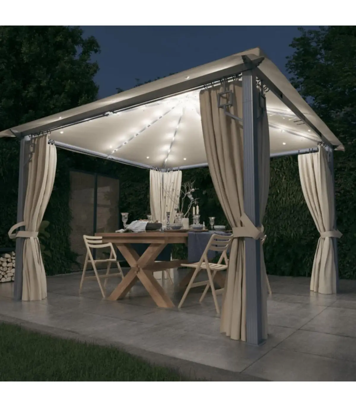 300x300cm cream aluminum LED curtain gazebo tents