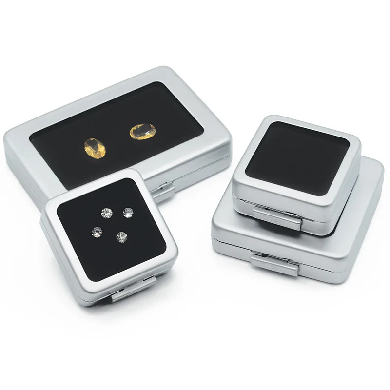 High Grade Metal Silver Black Bare Stone Boxes Bare Drill Storage Box Inner Core Black And White Double Sides