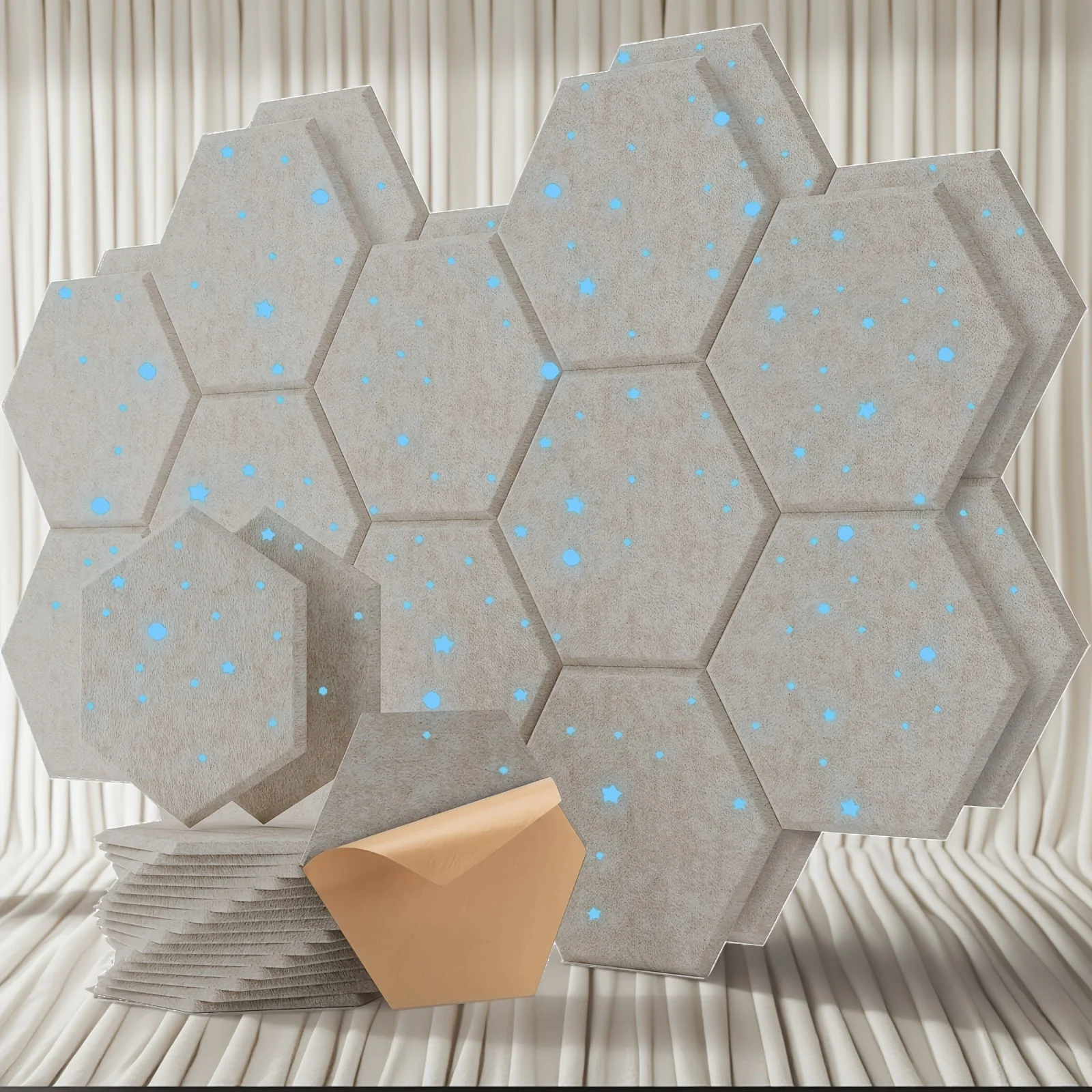 

18 Pcs Black Acoustic Panels Sound Proof Panels High Density Hexagonal Design Flame Resistant Absorb Noise Eliminate Echoes