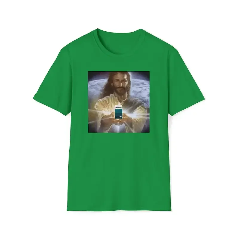 Jesus Holding Cigarettes | Newport Funny Meme T-Shirt Oddly Specific Weird Tees Graphic Print T Shirts Top Cotton Tee Men Tshirt