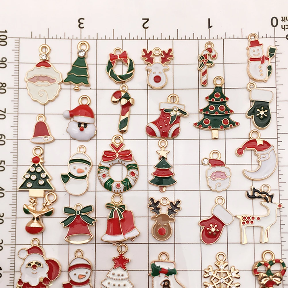 

30 Pcs Alloy Pendant Charm Christmas Drip Oil DIY Accessories for Necklace Bracelet Earrings Jewelry Making Bulk Set