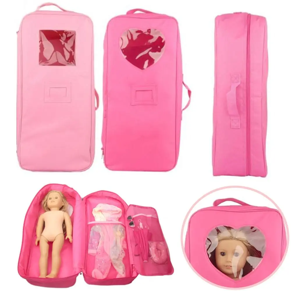 New Cloth Doll Travel Case Large Capacity Solid Color Doll Carrier for 18 Inch Doll Portable Doll Storage Bag