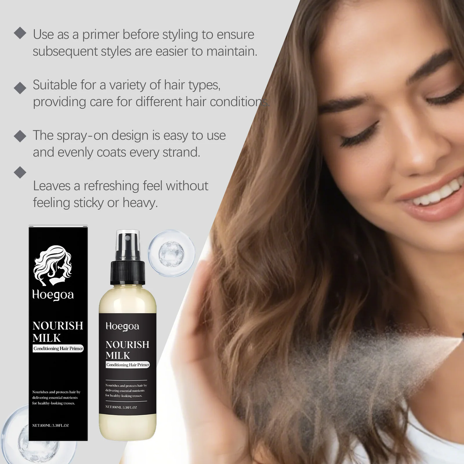 رذاذ الحليب في الشعر بخلاصة الشوفان وزيت الزيتون للترطيب اللامع والحماية من الحرارة خفيف الوزن وفك تشابك الضباب بدون شطف #5