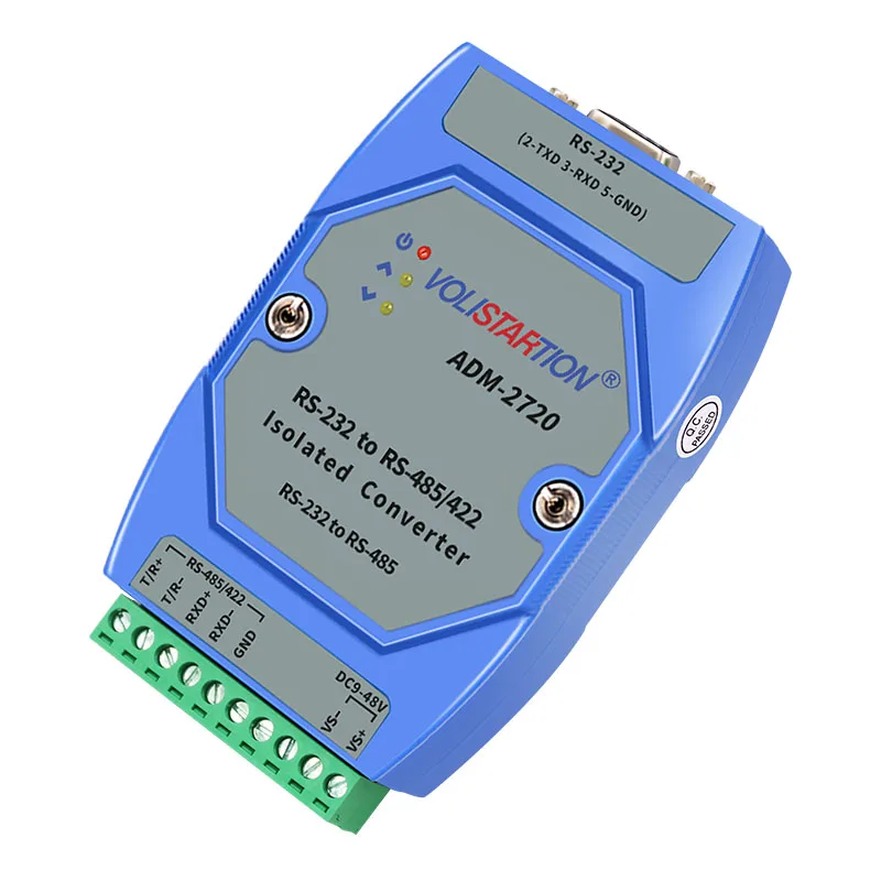 ADM-2720 Isolated Active RS232 to RS485 RS422 Converter 232 to 485 Industrial Grade Lightning Protection Rail