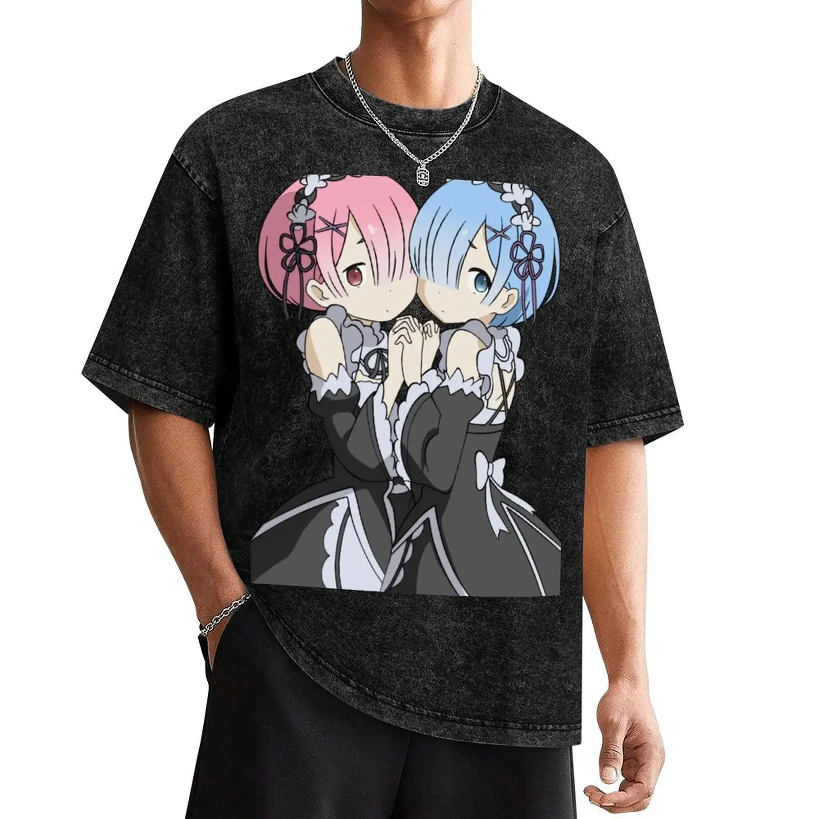 Re:Zero Cute Rem and Ram T-Shirt graphic t shirts custom shirt tops men t shirts high quality