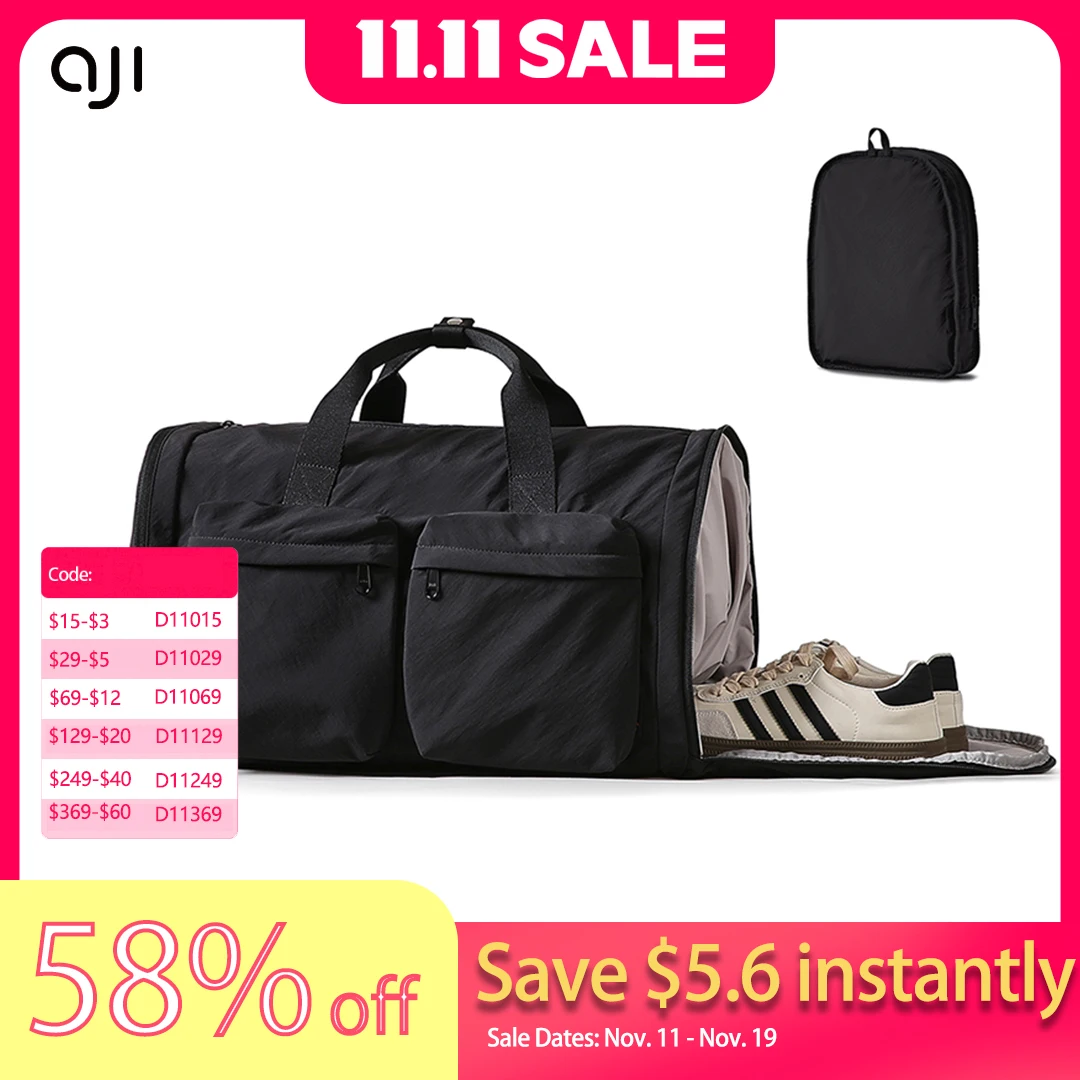 

AJI Folding Travel Bag Large Capacity Fashion Weekend Bag Handle Bag Lightweight Sports Gym Bag With Separate Shoe Compartment