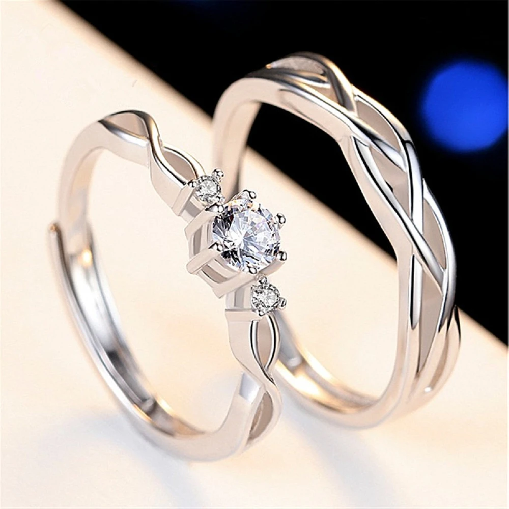 Couple Adjustable Twist Copper Plated Platinum Rings