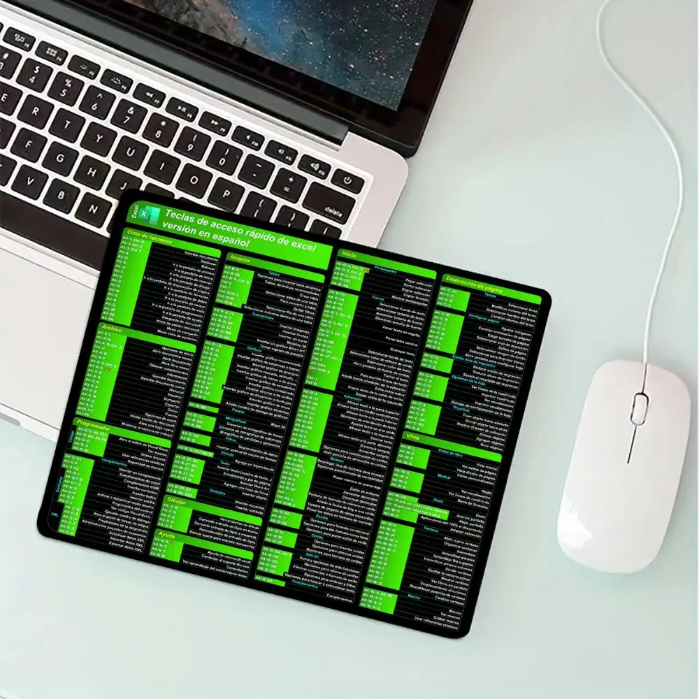 مفاتيح اختصار إسبانية Excel لوحة ماوس صغيرة 29X25CM حصيرة مكتبية طباعة عالية الدقة حافة مخيطة ملحقات مكتبية لوحة ماوس مكتبية