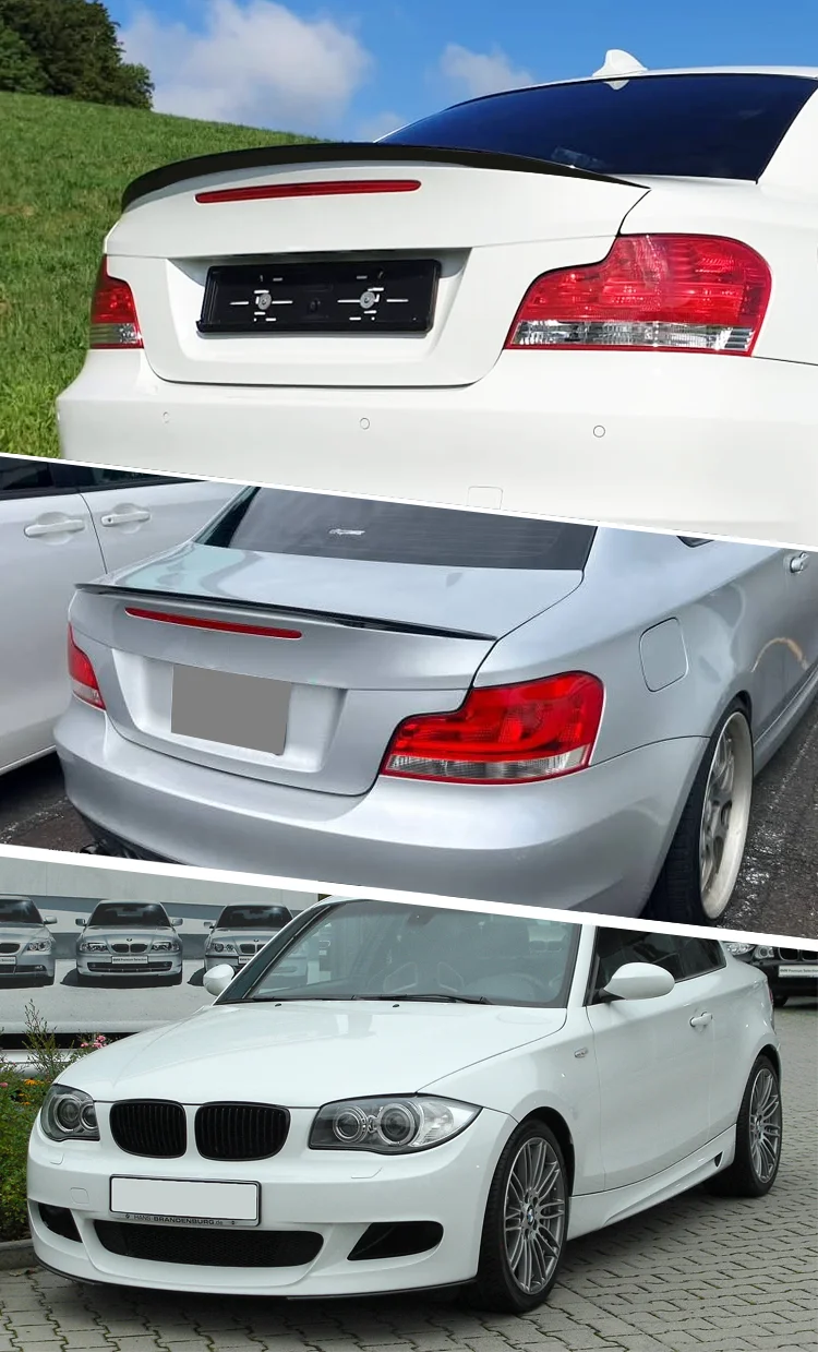 Für BMW Zubehör Serie 1 E82 Coupé 2007-2013 Auto-Heckklappenspoiler Flügel Lippe Glänzend Schwarz Weichplastik – Detail 3