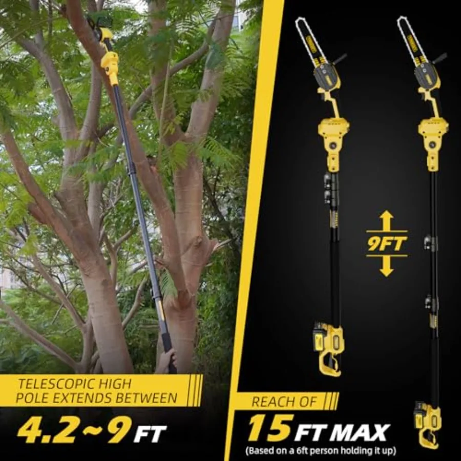 Gergaji Pohon Tanpa Kabel 2-in-1 dengan Panjang Batang 6 inci dan Baterai 21V 3Ah untuk Pemangkasan Pohon dan Pemotongan Cabang yang Efisien, Ringan dengan Berat 7,7 pon