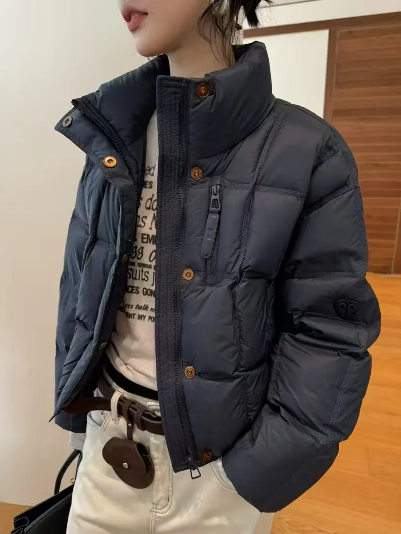 

Женская утепленная куртка прямого кроя с воротником-стойкой на молнии, зимняя теплая верхняя одежда в корейском стиле, модное пальто