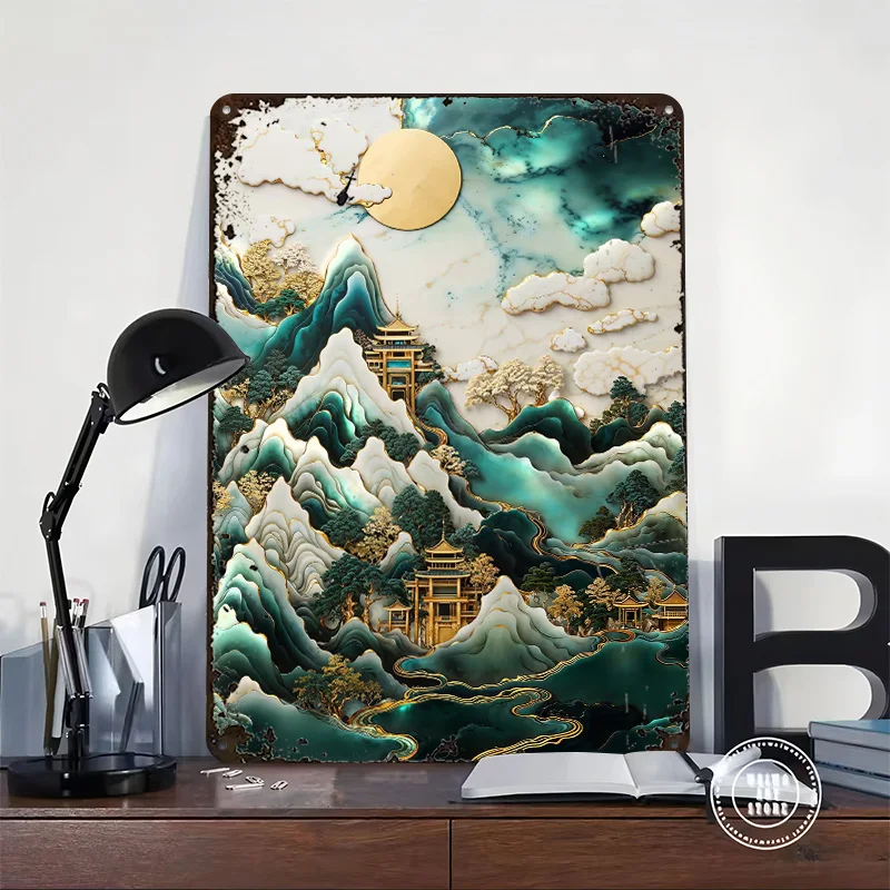 Golden Kintsugi Sanctuary Printing Poster Customized Retro Wall Art Vintage Metal Signs for Mancave Home and Decoration Gaming