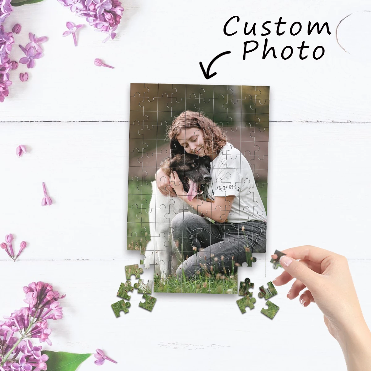 1Pack Custom Family Pets Photo Wooden Jigsaw Puzzle,Friends Birthday Wedding Anniversary Valentine Gift,35/150/300/500/1000pc