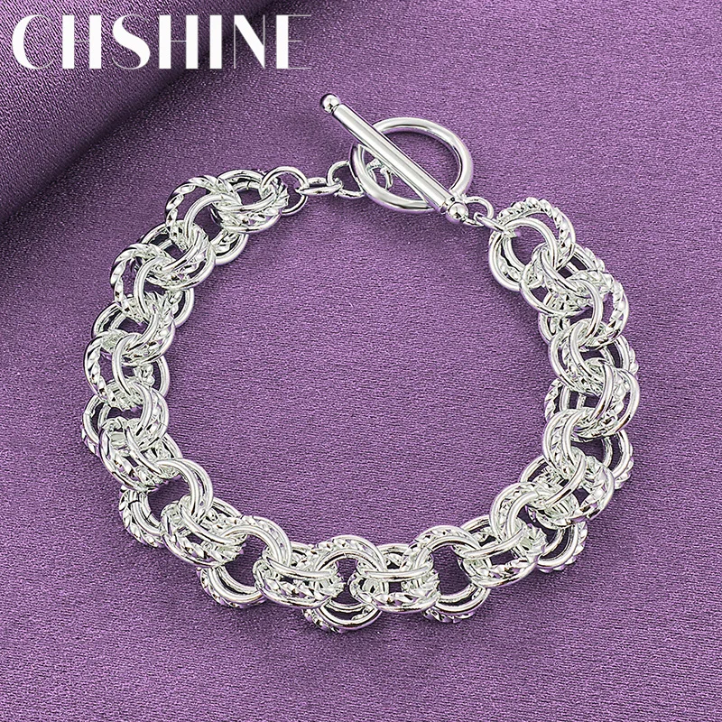 

CHSHINE 925 Sterling Silver Charm Circle Nice Bracelet For Women Lady Wedding Engagement Party Fashion High Quality Jewelry