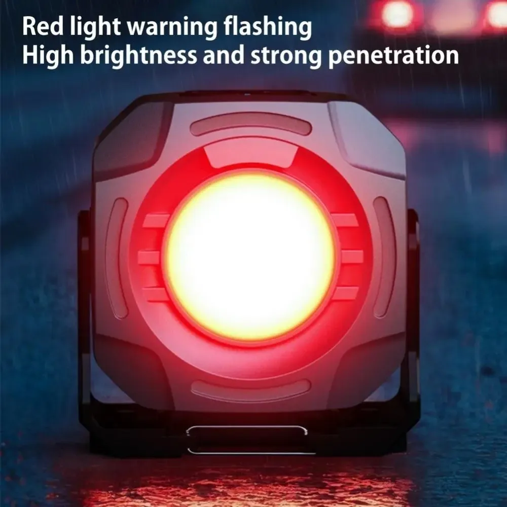 With Magnet And Hook Camping Flashlight Dual Switch Control Warning Light Keychain Work Light COB Usb Charging