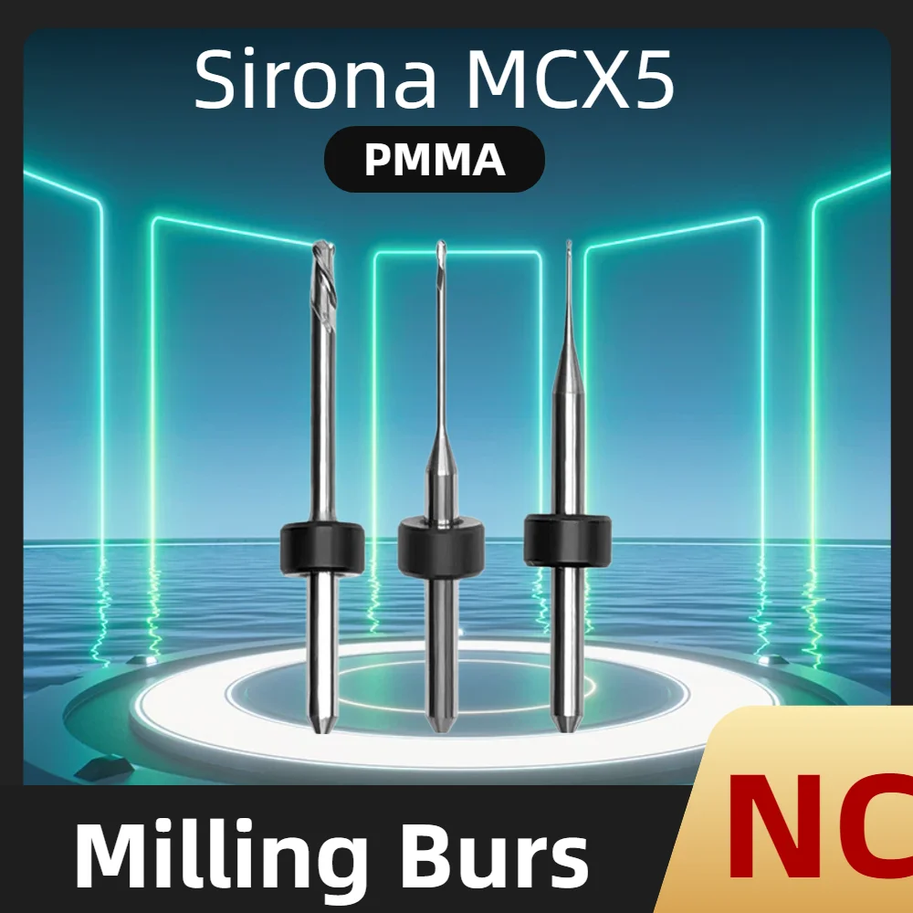 Sirona MCX5 Dental Milling Burs for PMMA NC Coating D3 Shank Denture CAD CAM Milling Cutters