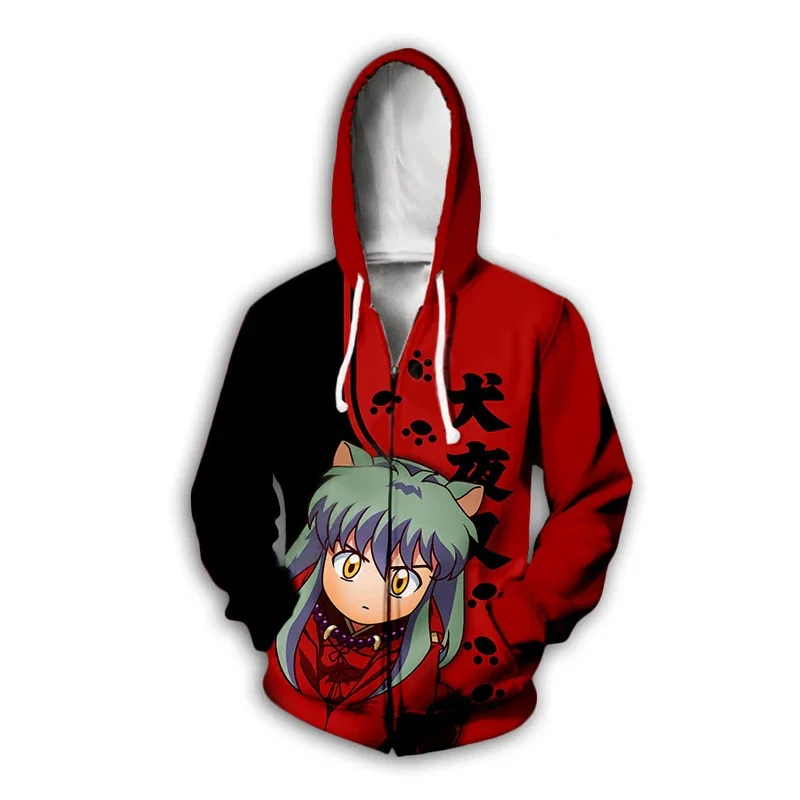 Anime Inuyasha Sakuya Izayoi Cosplay Hoodies Spring Autumn Mens Sportswear 3D Printed Harajuku Zipper Thin Jackets