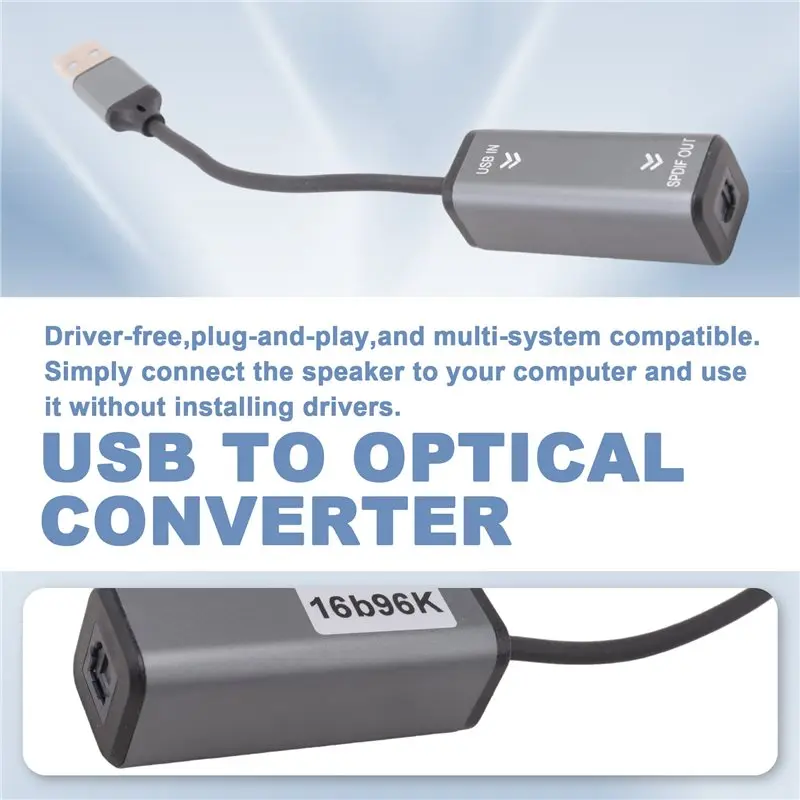 ABUO USB to Optical Audio Converter Adapter 16bit/96KHZ SPDIF for Laptop Soundbar Alloy Shell Plug Play