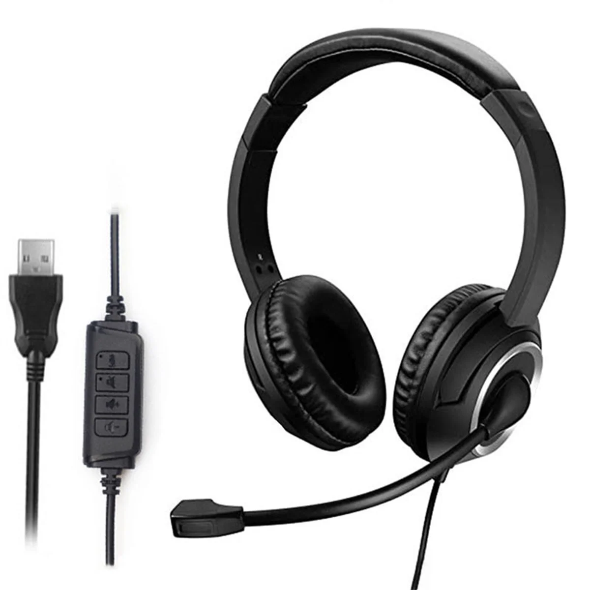 

Wired USB Headset Call Center Headset with Microphone Game Noise Canceling Over-Ear Headphones for Computer PC Laptop