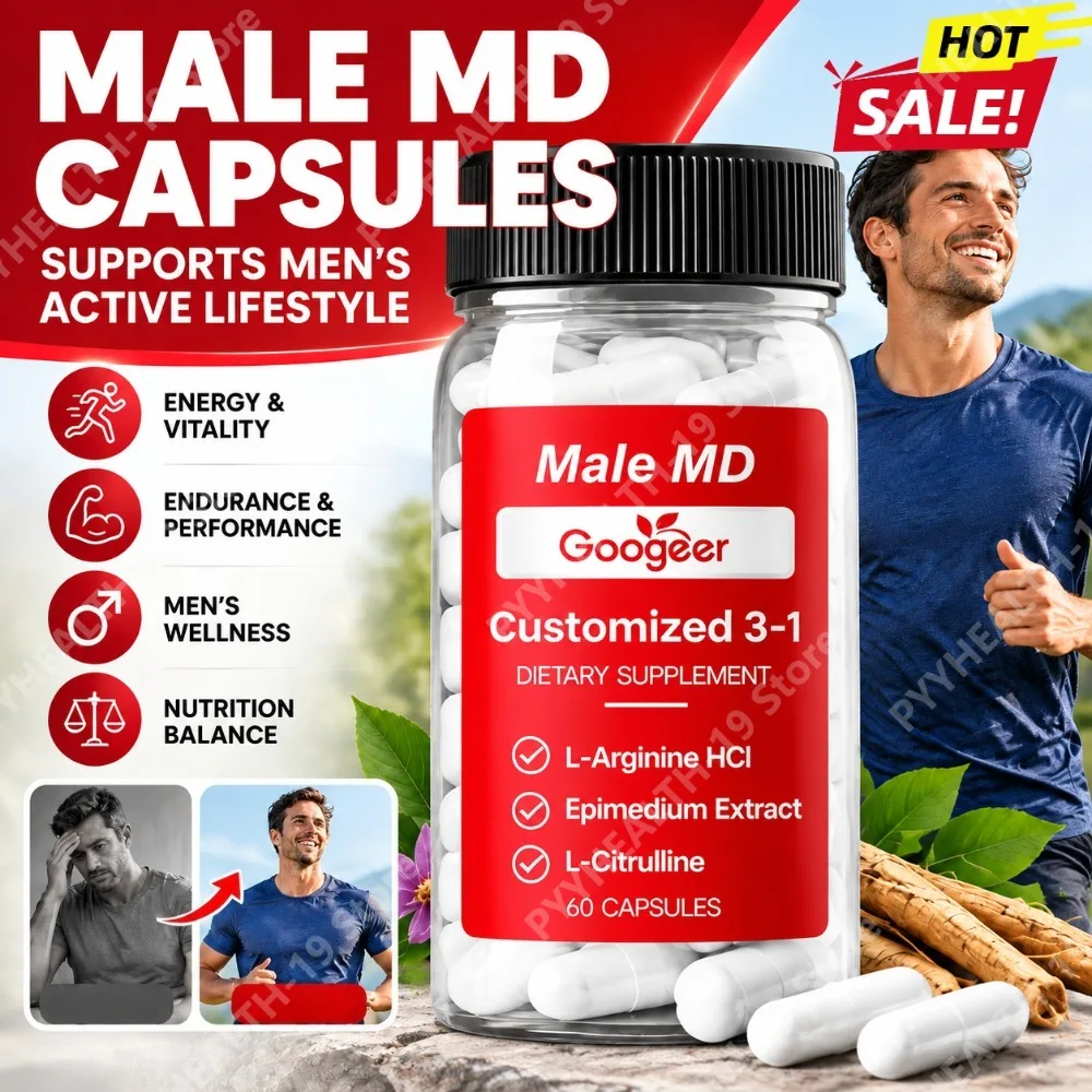 Male Vitality Capsules with L-Arginine L-Citrulline & Epimedium 60 Count Supports Circulation & Vitality Endurance & Performance