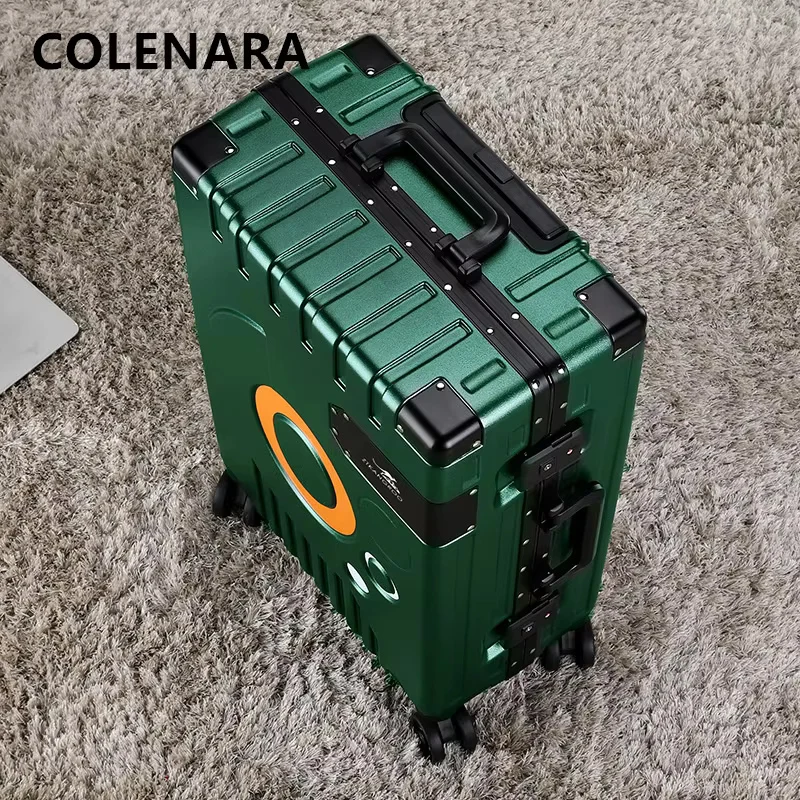 COLENARA Rolling Suitcase Men's Trolley Case Business Boarding Box Aluminum Frame Password Box 20