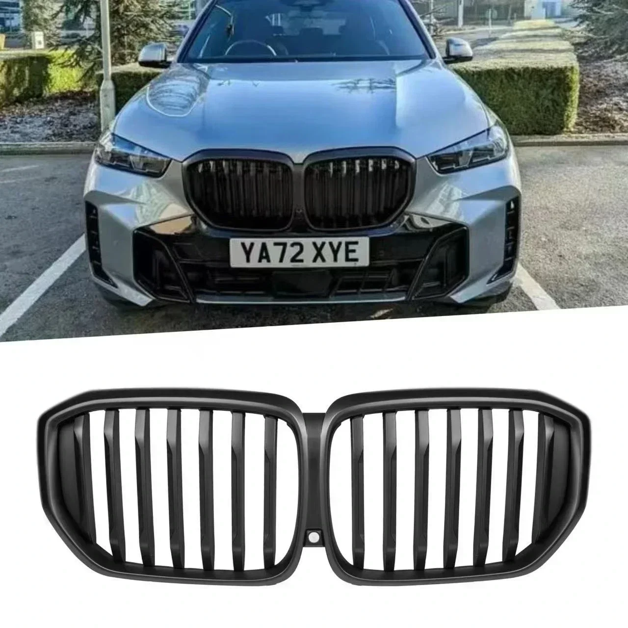 Car Accessories Front Kidney Bumper Grill Facelift for BMW G05 LCI X5 2023 2024 Gloss Black Grille with Camera Hole