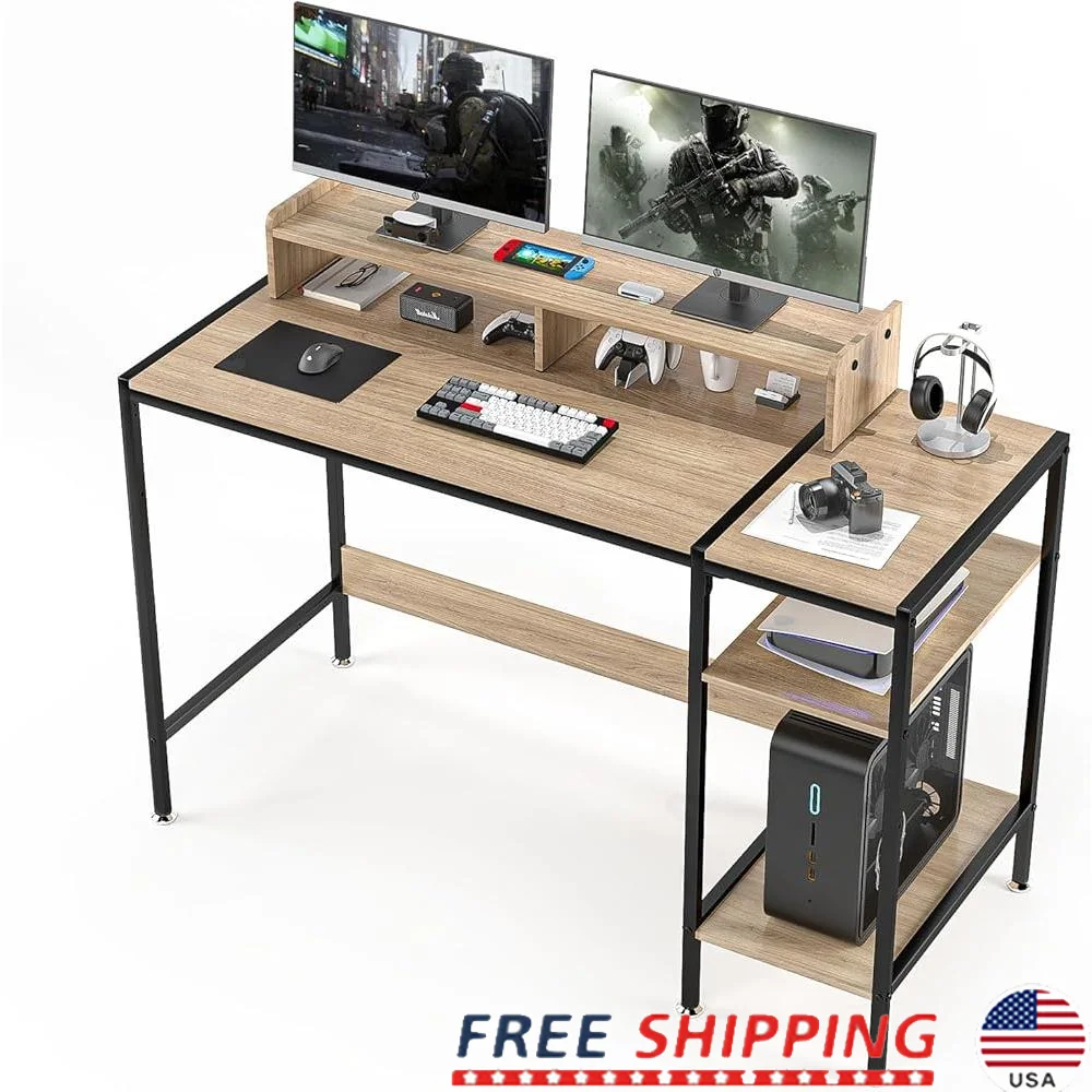 

Игровой стол с подставкой для монитора Регулируемый компьютерный стол для домашнего офиса с двойным монитором Современная мебель для рабочей станции