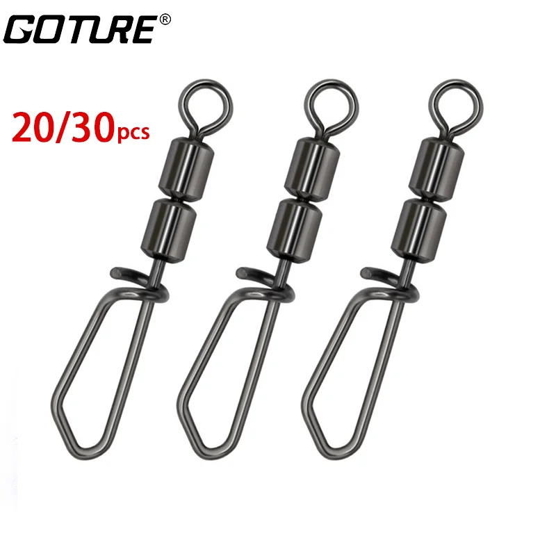 

Goture Fishing Connector 20-30PCS 2# 4# 6# 8# 10# 12# Pin Bearing Rolling Swivel Stainless Steel With Snap Fishhook Lure Tackle