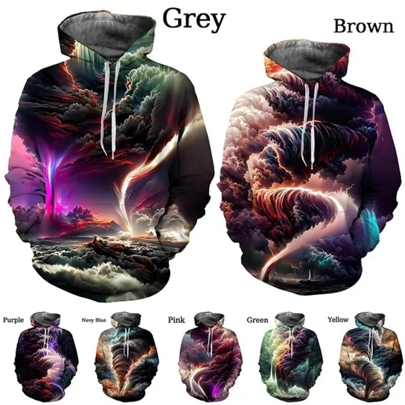 New Tornado 3d Printed Cool Hoodie Street Funny Dizzy Personality Colorful Trend Fashion Hip-hop Couple Hoodies Fresh Casual Top