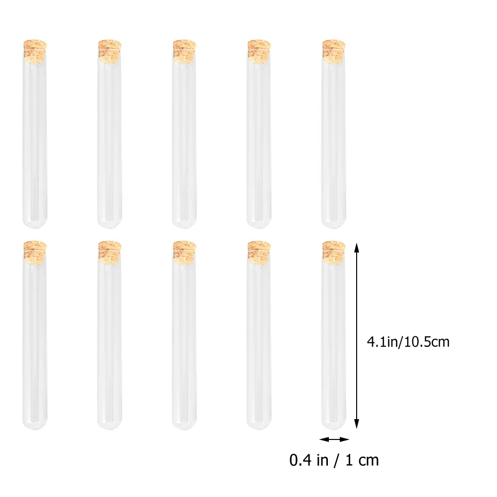 20 Pcs Test Tube Chemical Tubes Home Use Glass Scientific Vase Cork Round Bottom Labeled with Caps Wooden Laboratory