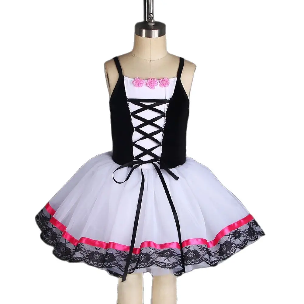 

20184 New Arrival Black Velvet Bodice With Puff Sleeves Ballet Dance Tutu For Girls/Women Ballet Stage Performance Dance Costume