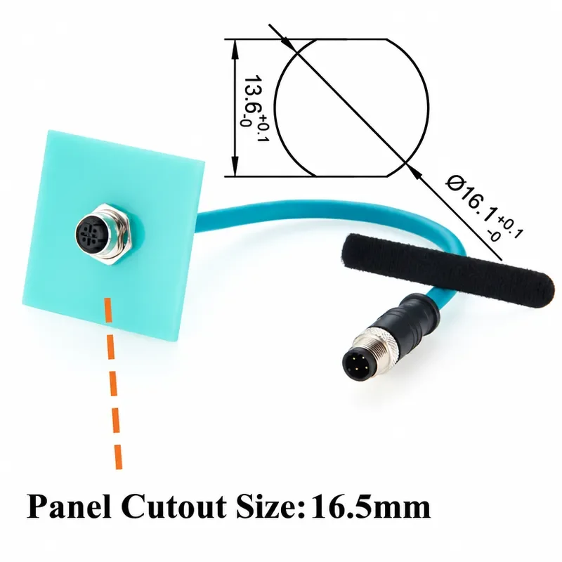 Profinet M12 D Code 4 Pin Male to Female Extension Cable Bulkhead Panel Mount Shielded 100Mbps Cat6A Industrial Ethernet