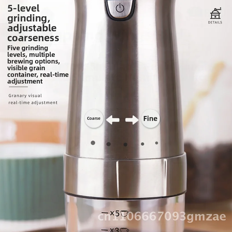 

Уличная электрическая кофемолка для кофейных зерен, автоматическая мини-мельница из нержавеющей стали для домашнего офиса, путешествий, серебро