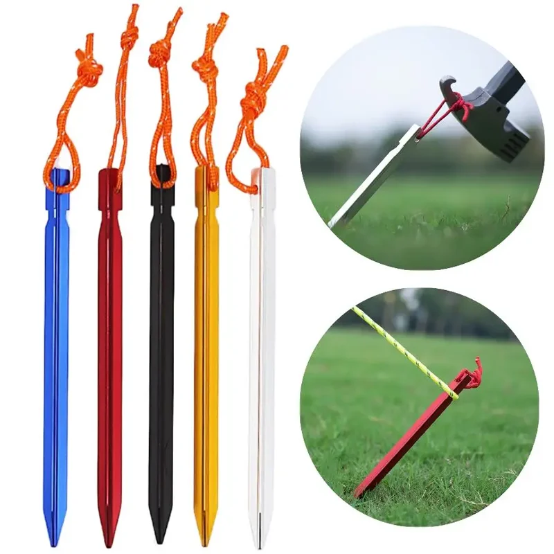 GEERTOP Picchetti Da Campeggio In Alluminio Ultraleggeri – 10 Pezzi Da 18cm Con Corde Riflettenti E Custodia