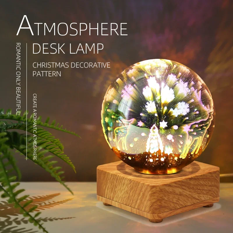 

LED3D Christmas Night Light Christmas Romantic Atmosphere Small Desk Lamp USB Dreamy Magic Cube Atmosphere Light Bedlight