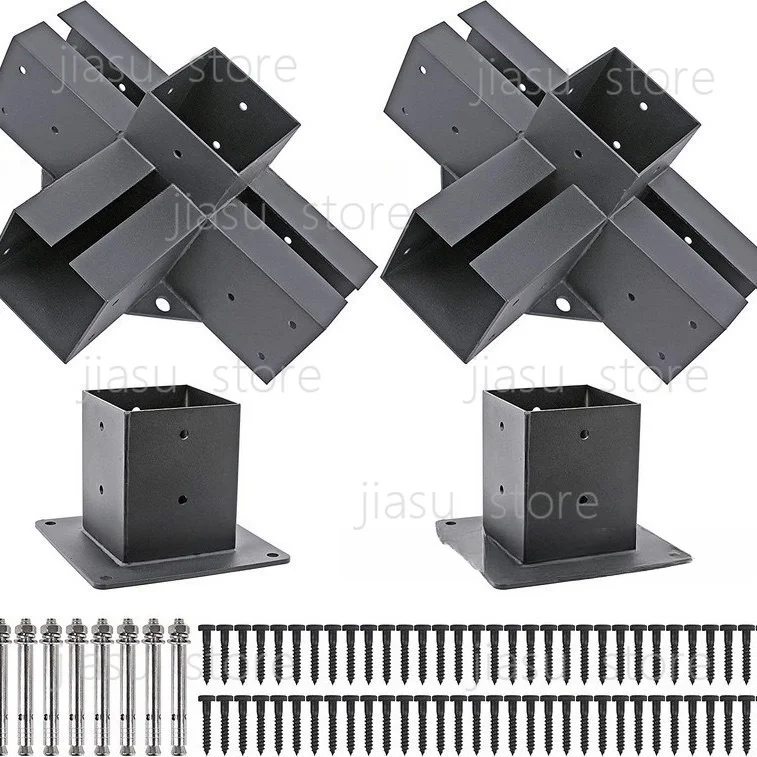 Bestseller Outdoor Pergola Bracket 4 × 4 6 × 6 Corner Bracket, Pergola Bracket, Steel and Wood Combination