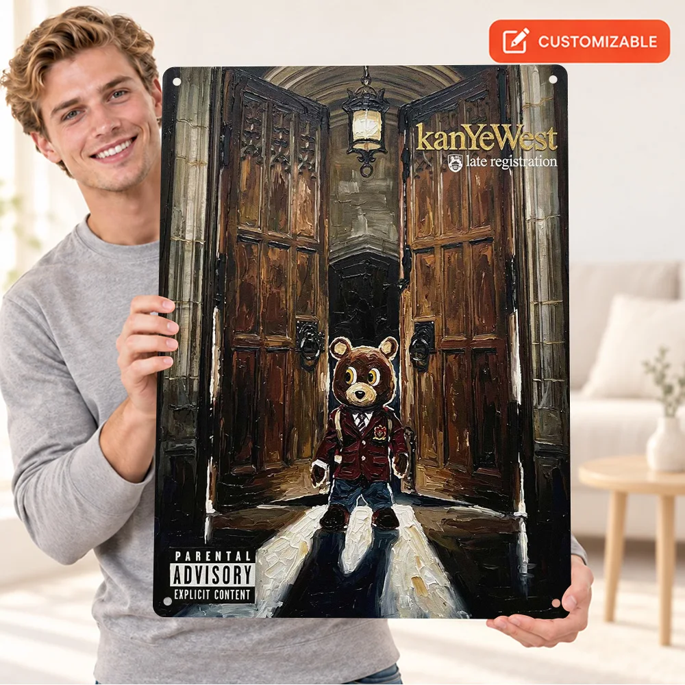 Kanye West Late Registration Aluminum Poster Personalized Metal Sign Album Cover Design Wall Art For Bedroom Music Lover Gift