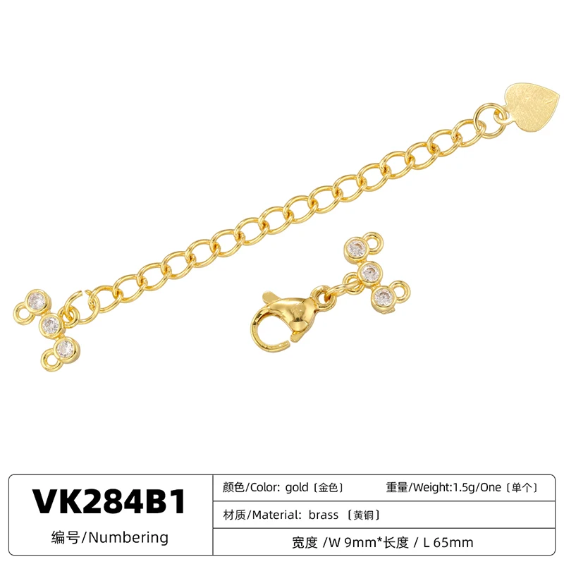ZHUKOU New Styles Of Jewellery Clasp 18K Golden-plated Inlaid CZ Stone Handmade Jewelry Lobster Clasp Accessorie:VK283-VK285