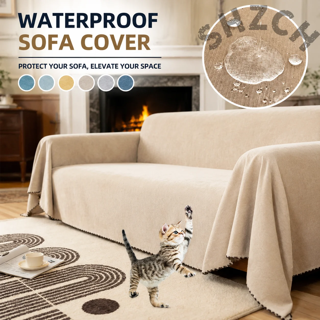 Multipurpose Waterproof Sofa Blanket Solid Color Large Size Anti Scratch Dust Proof Fabric for Couch Chair Living Room Decor