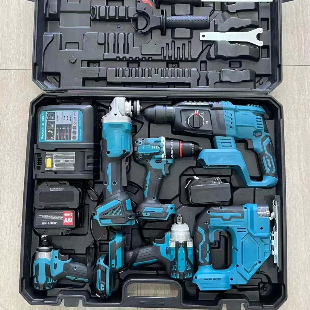 OEM 4pcs Complete Set Multifunctional Lithium Electric Hand Drill Angle Grinder Case Customizable Brushless Charging Tools 20v