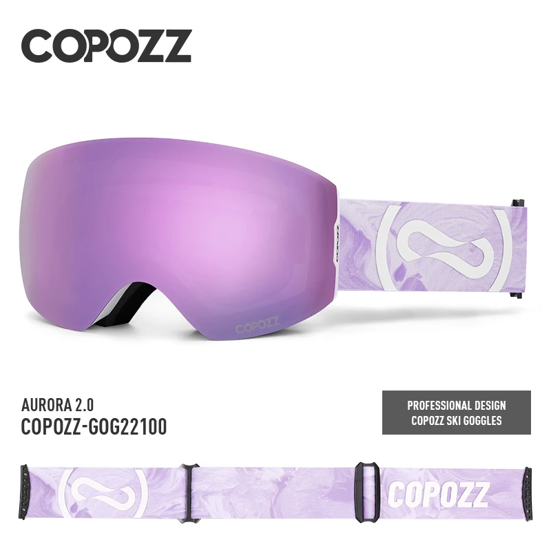 COPOZZ Magnetic Professional Ski Goggles UV400 Protection Anti-Fog Ski Glasses For Men Women Quick-Change Lens Snowboard Goggles